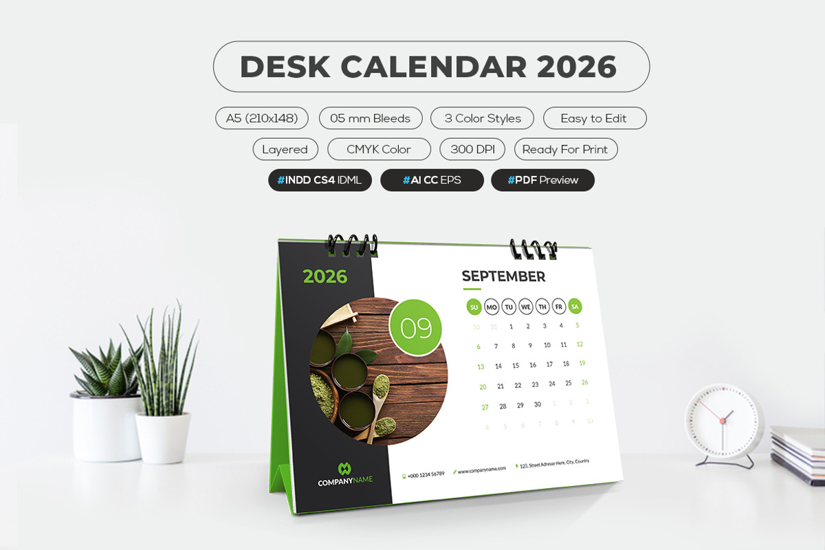Printable 2026 Calendar A5 Size, a Stationery Template by MstArtwork (Photo 6 of 6)