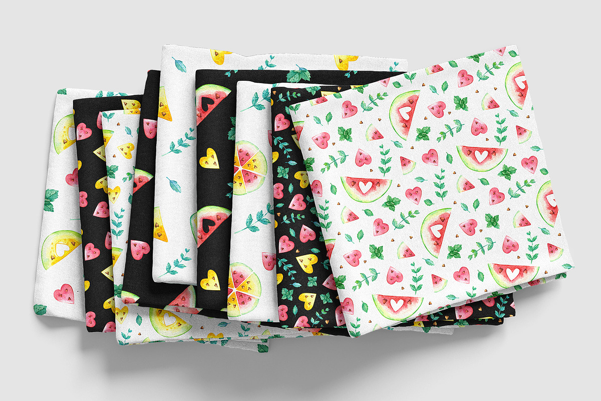 Watermelons Clipart & Patterns, a Food Illustration by Valin Malin (Photo 7 of 14)