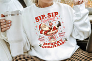 Sip Sip Hooray Santa Christmas PNG, a Seasonal Illustration by Creative Art (Thumbnail 3 of 3)