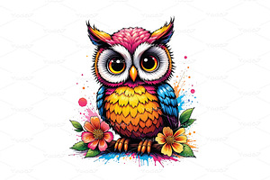 Vector of adorable, large-eyed owl, an Animal Illustration by yod67