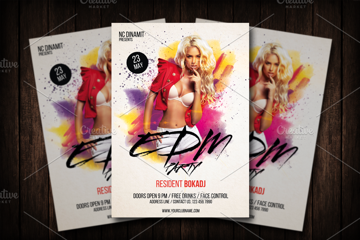EDM Party Flyer Template, a Flyer Template by Malaxay (Photo 1 of 3)
