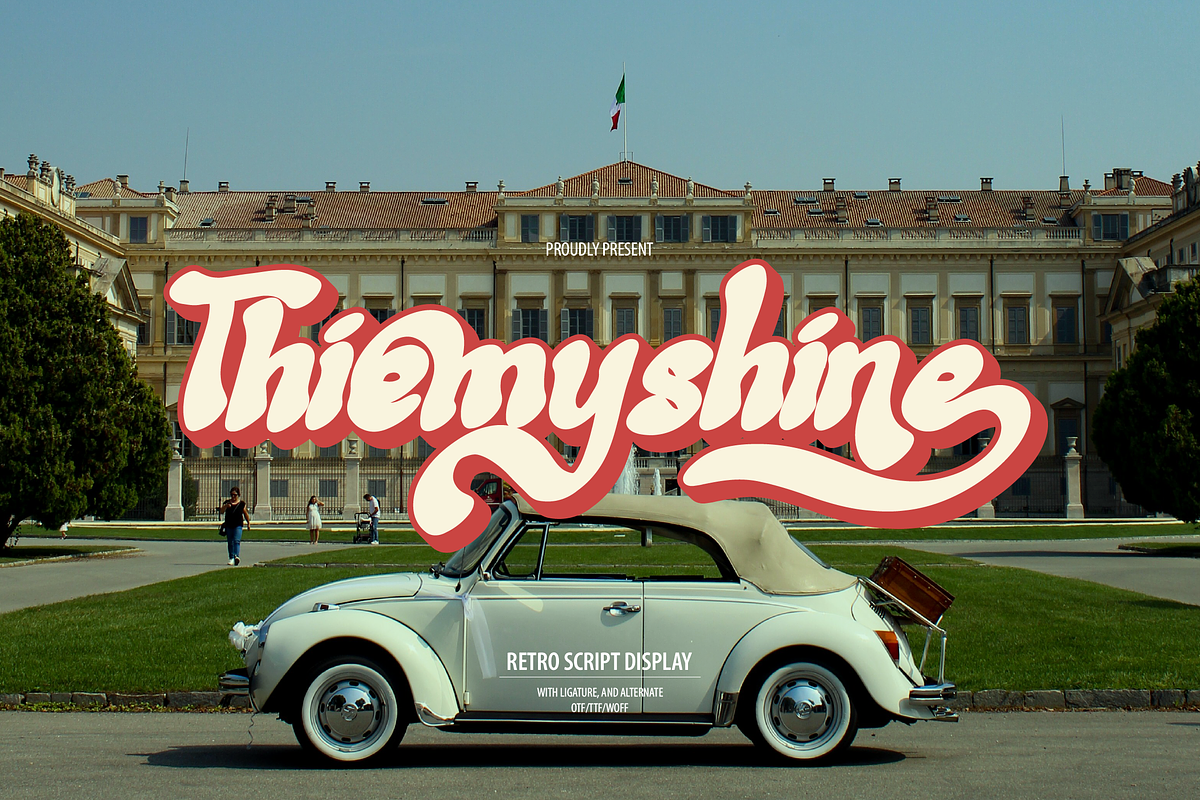 Thiemyshine | Retro Script Display, a Font by Denustudios (Photo 1 of 15)