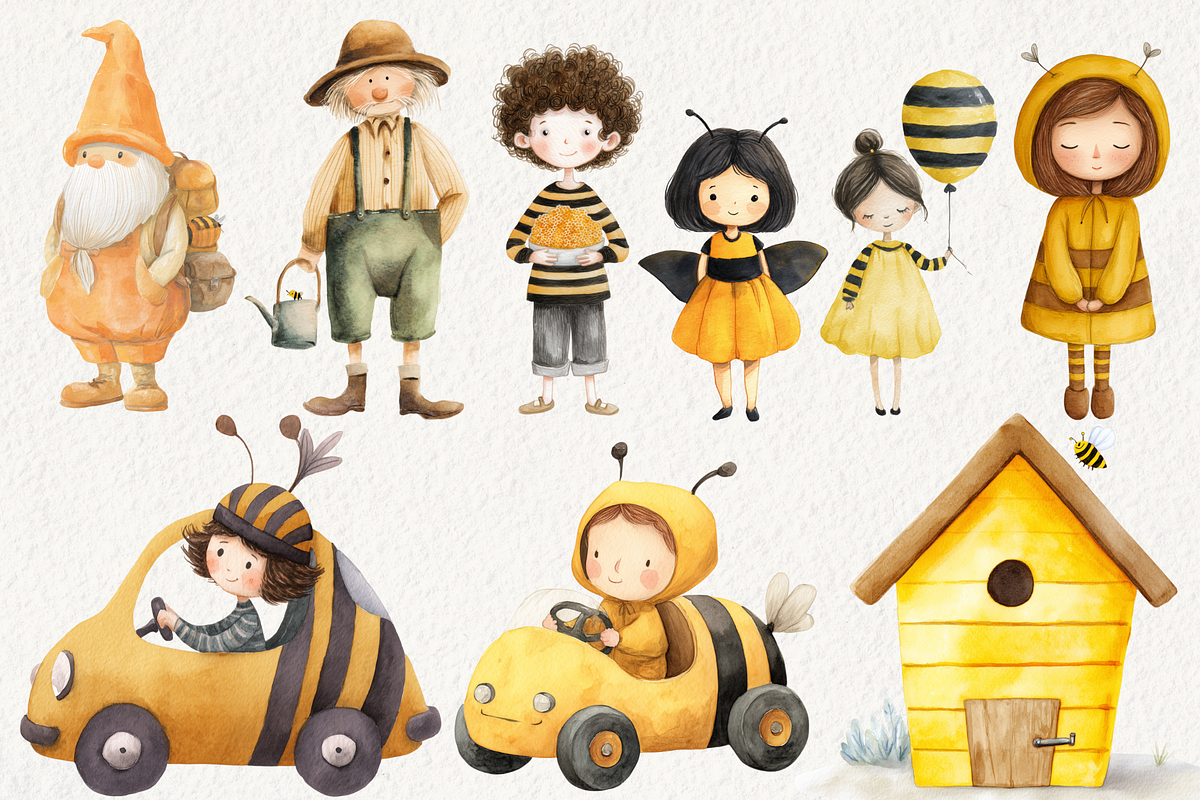 Little Honeybee Clipart, an Illustration by NadiaTheronArt (Photo 4 of 5)
