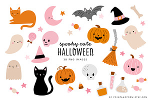 Pink Halloween Clipart Collection