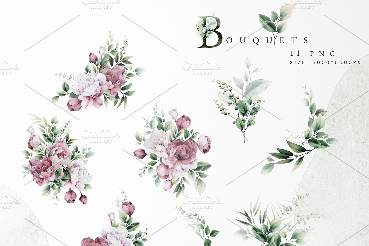 SWEET PEONIES, Watercolor collection, a Texture Illustration by ollalya (Photo 3 of 15)