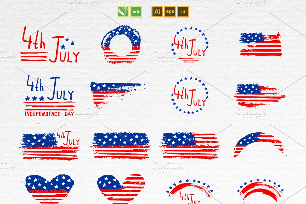 Watercolor 4th of July Clipart Set, an Object Graphic by ElenaKovalyova (Photo 2 of 3)