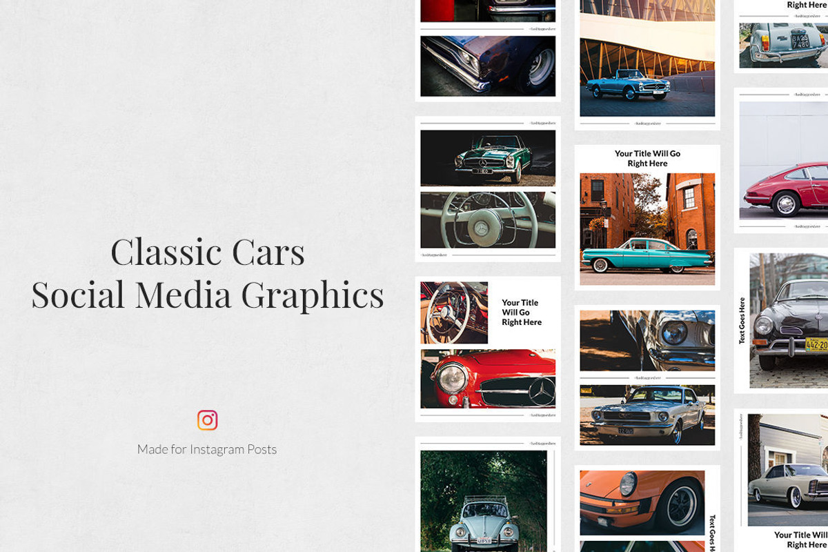 Classic Cars Instagram Posts, a Social Media Template by Social Corner Graphics (Photo 1 of 8)
