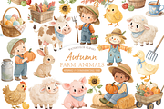 Watercolor Farm Animals Clipart, an Animal Illustration by MockupWizard (Thumbnail 1 of 6)