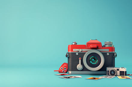 A vintage camera sits proudly amidst, a Photo by Tanuart