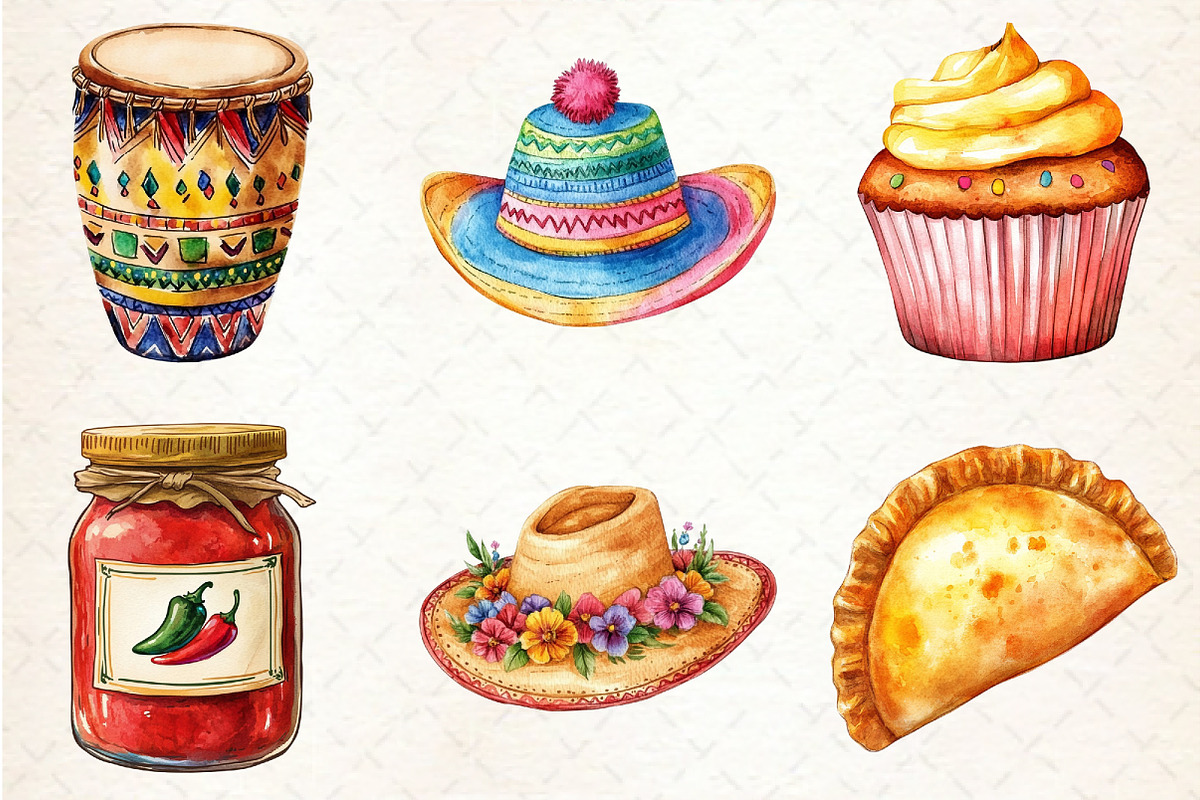 Watercolor Mexican Party Clipart, an Illustration by Rose Art (Photo 4 of 4)