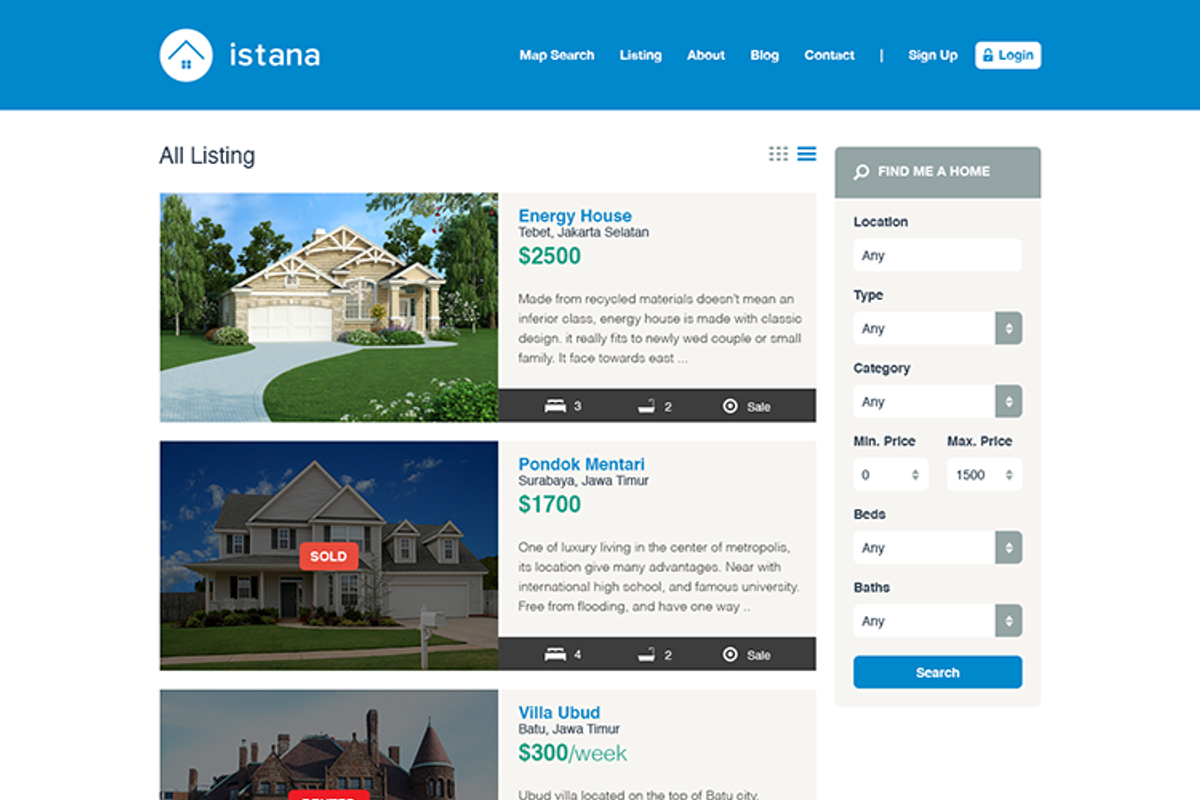 Istana Real Estate PSD Template, a Websites & App Template by Creatornomic (Photo 3 of 5)
