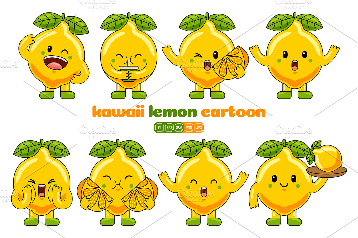 Lemon Mascot Vector Pack, an Illustration by MEDZ (Photo 1 of 5)