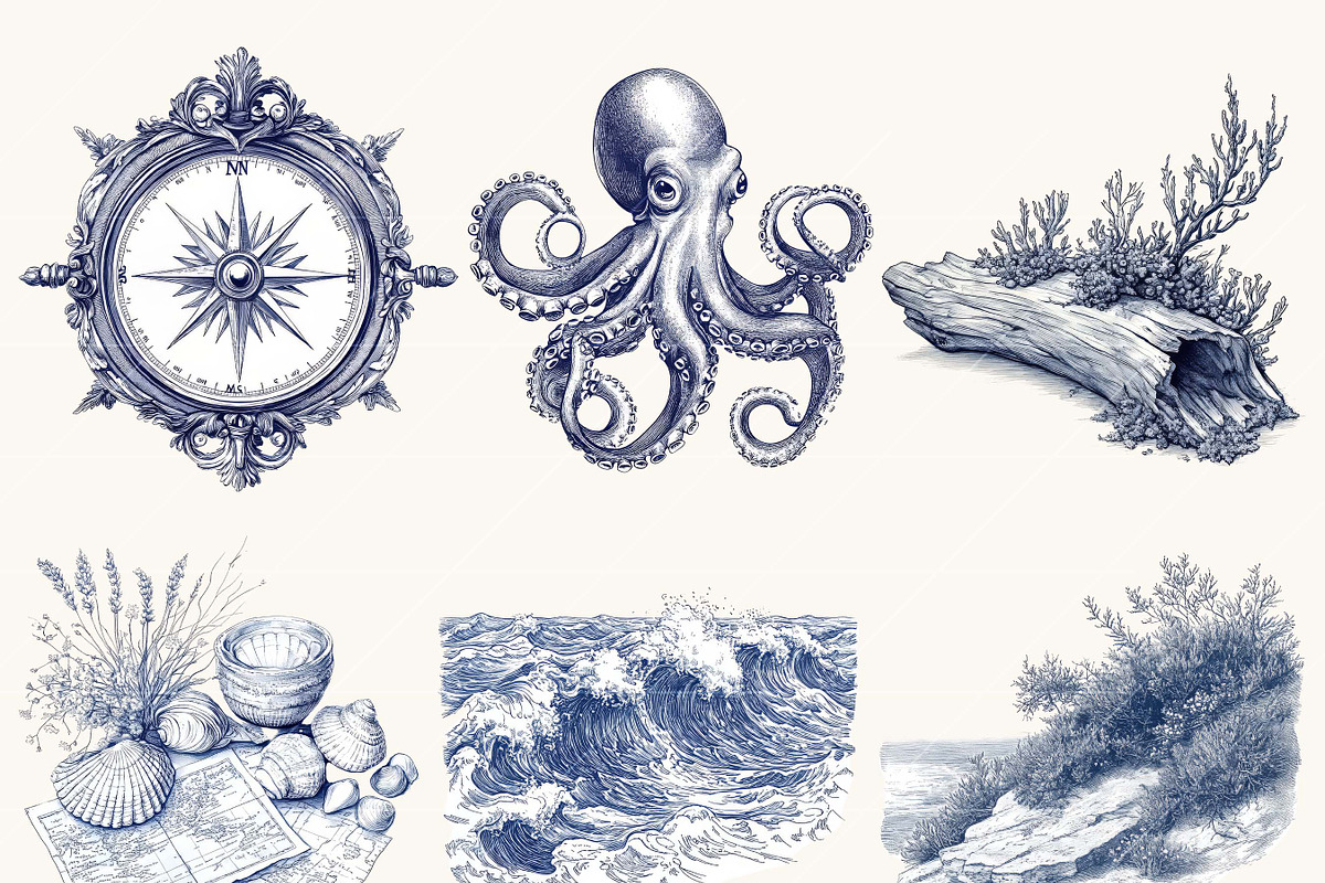 Watercolor Nautical Clipart, an Object Illustration by SparkyDesignsUS (Photo 3 of 9)