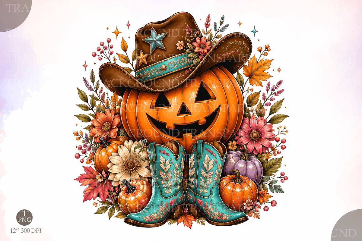 Cowboy Pumpkin PNG, Western Fall, a Seasonal Illustration by Libby Wishes (Photo 1 of 3)