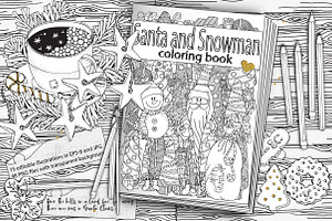 Santa and Snowman. Coloring book