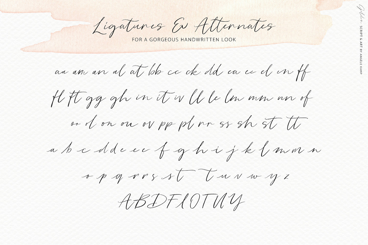 Golden, a romantic script & art, a Script Font by Angele Kamp (Photo 11 of 13)
