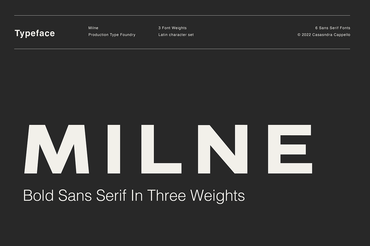 Milne - A Bold Sans Serif, a Sans Serif Font by Cassandra Cappello (Photo 1 of 11)
