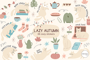 Autumn Stickers with Cats