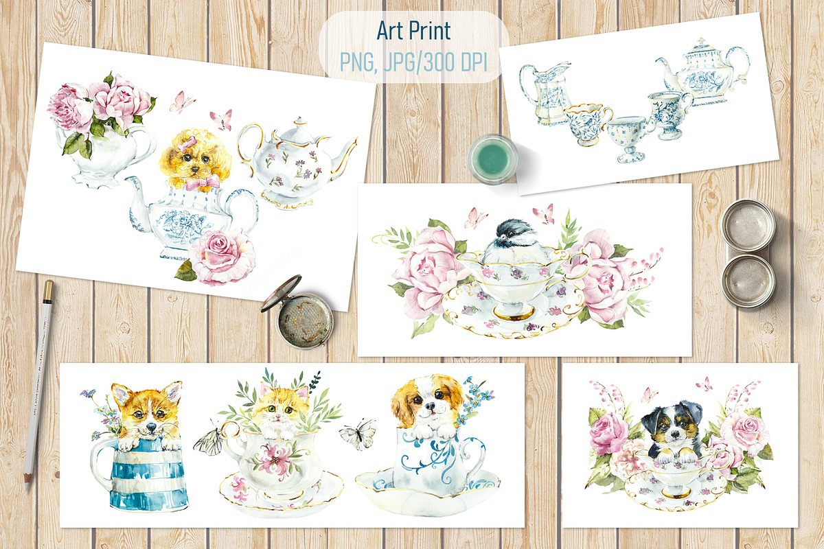Cute Fluffy Tea Time, an Animal Illustration by Budogoshch (Photo 9 of 15)