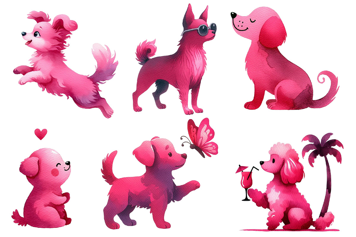 Dog Silhouette Love Summer Clipart, an Illustration by Designworld (Photo 3 of 6)