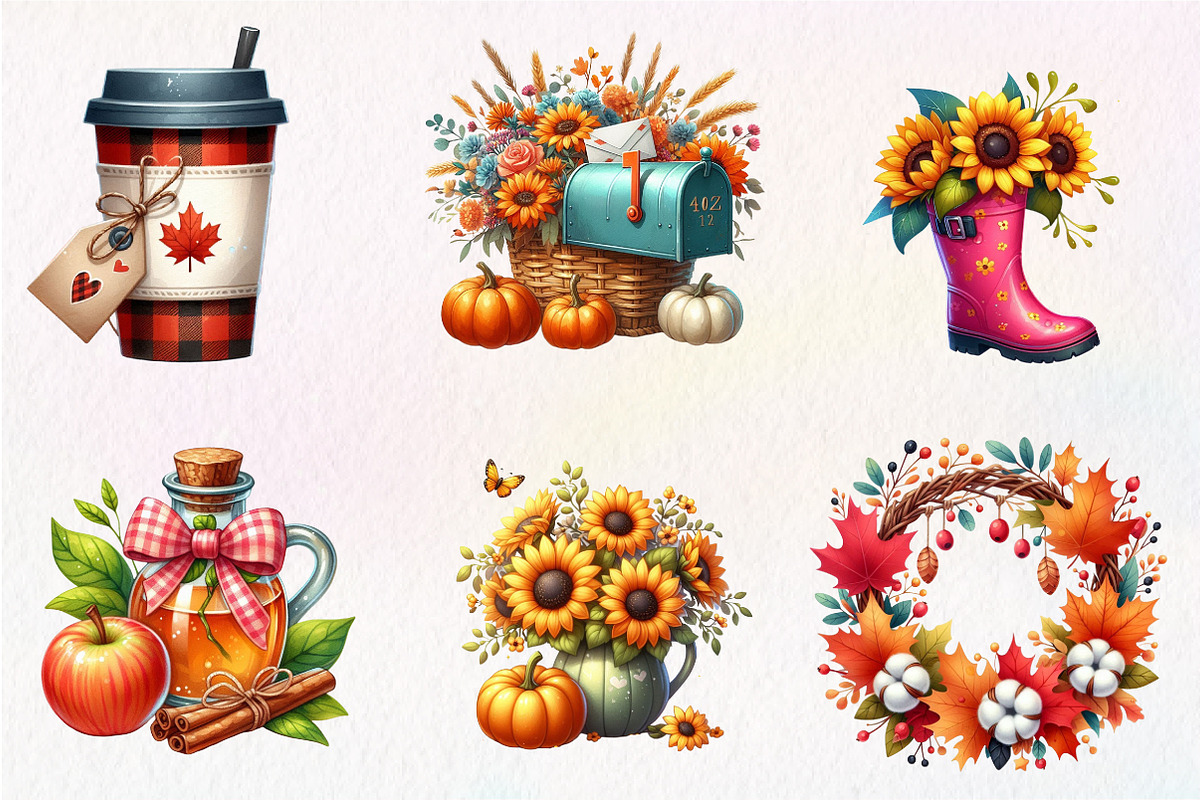 Autumn Fall Sublimation Clipart, an Illustration by CreationArt (Photo 5 of 6)