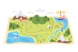 Hiking trail map. Mountain trekking, an Illustration by Stock-Smart-Start