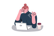 Tired people work at desk set, a Person Illustration by Good Studio (Thumbnail 4 of 9)