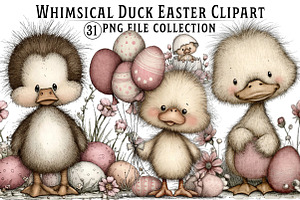 Easter Duck Whimsical Clipart, an Illustration by Dream Creation