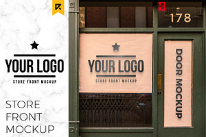 Storefront Sticker Sign Logo Mockup