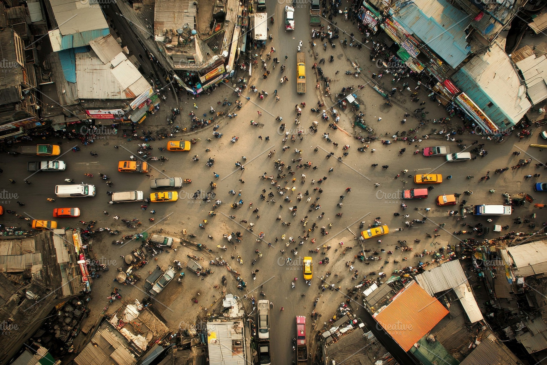 Busy Intersection Bustling With Vehi, a Photo by Tanuart