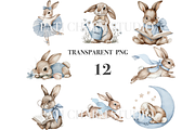 12 Boho Bunny Clipart, an Animal Illustration by Pati Charm Studio (Thumbnail 3 of 8)