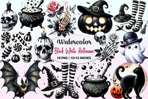 Black White Halloween Clipart, a Graphic by CitraGraphics