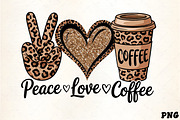 Peace love coffee leopard print glit, an Illustration by CrexoraLab (Thumbnail 1 of 4)