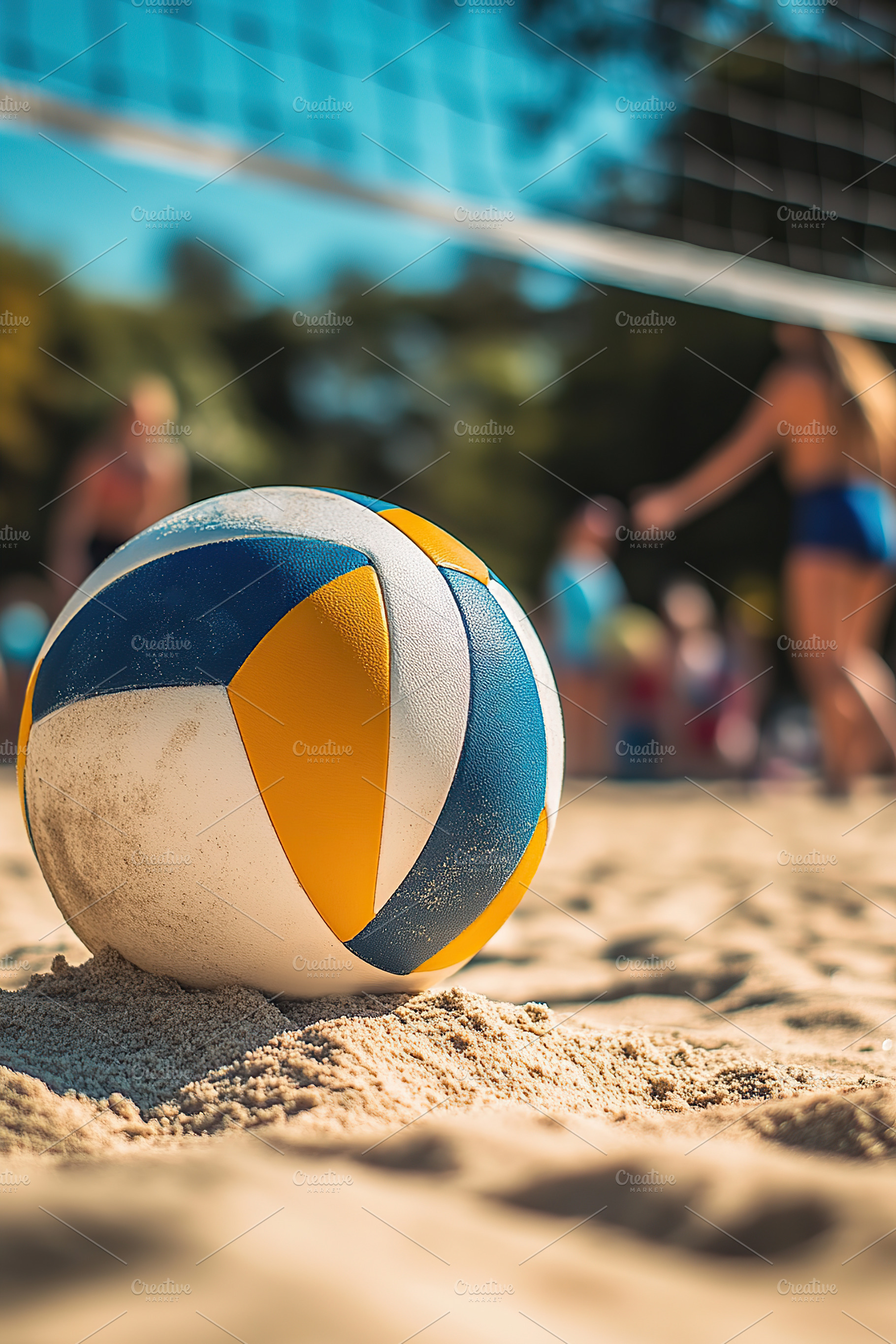 Volleyball on sandy beach as players engage in lively match acti, a Sports & Recreation Photo by AlyaAnd