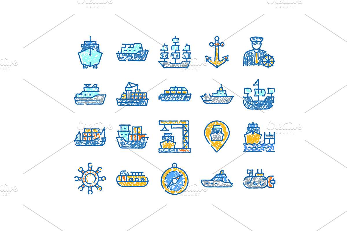 Maritime transport ships and boats, a Transportation Illustration by pikepicture