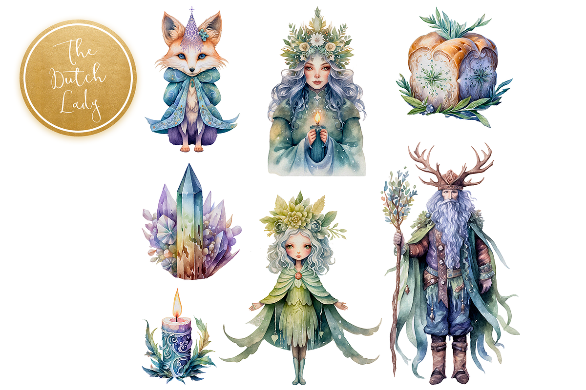 Imbolc Pagan Fest Clipart Set