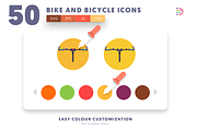 50 Bike and Bicycles Icons, an Outline Icon by Dighital (Thumbnail 8 of 10)