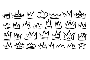 Crown doodle with royal hand drawn, an Object Illustration by art PVP - market