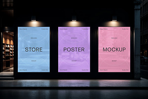 Night Storefront Posters Mockup, an Advertising Mockup by Design Squad