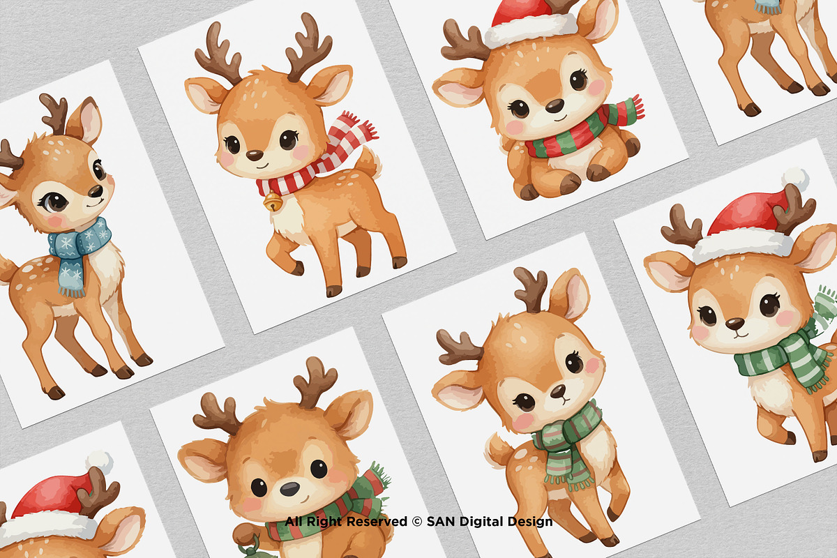 15 Bundle Watercolor Cute Deer Stag, an Animal Illustration by Morspective (Photo 3 of 8)