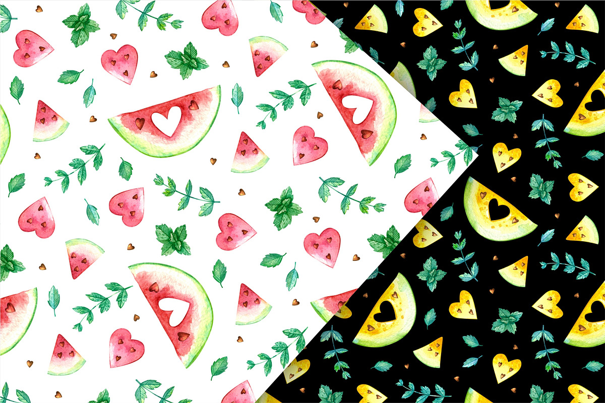 Watermelons Clipart & Patterns, a Food Illustration by Valin Malin (Photo 8 of 14)