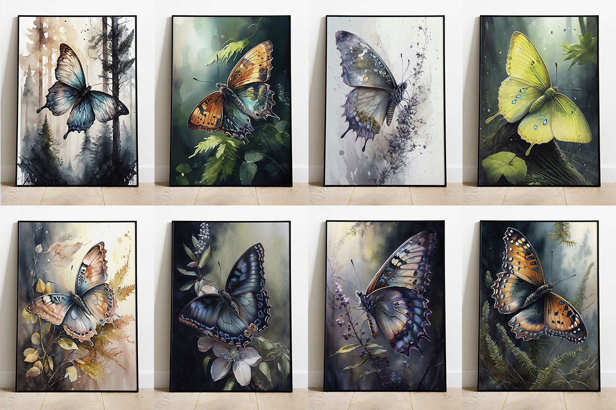 9 Watercolor Butterflies, a Wallpaper Graphic by DigitalFad (Photo 1 of 6)
