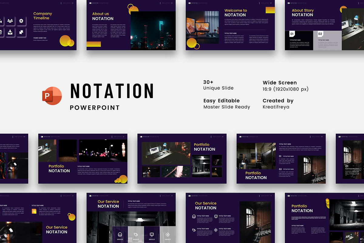 NOTATION - PowerPoint Template, a Presentation Template by kreatifreya