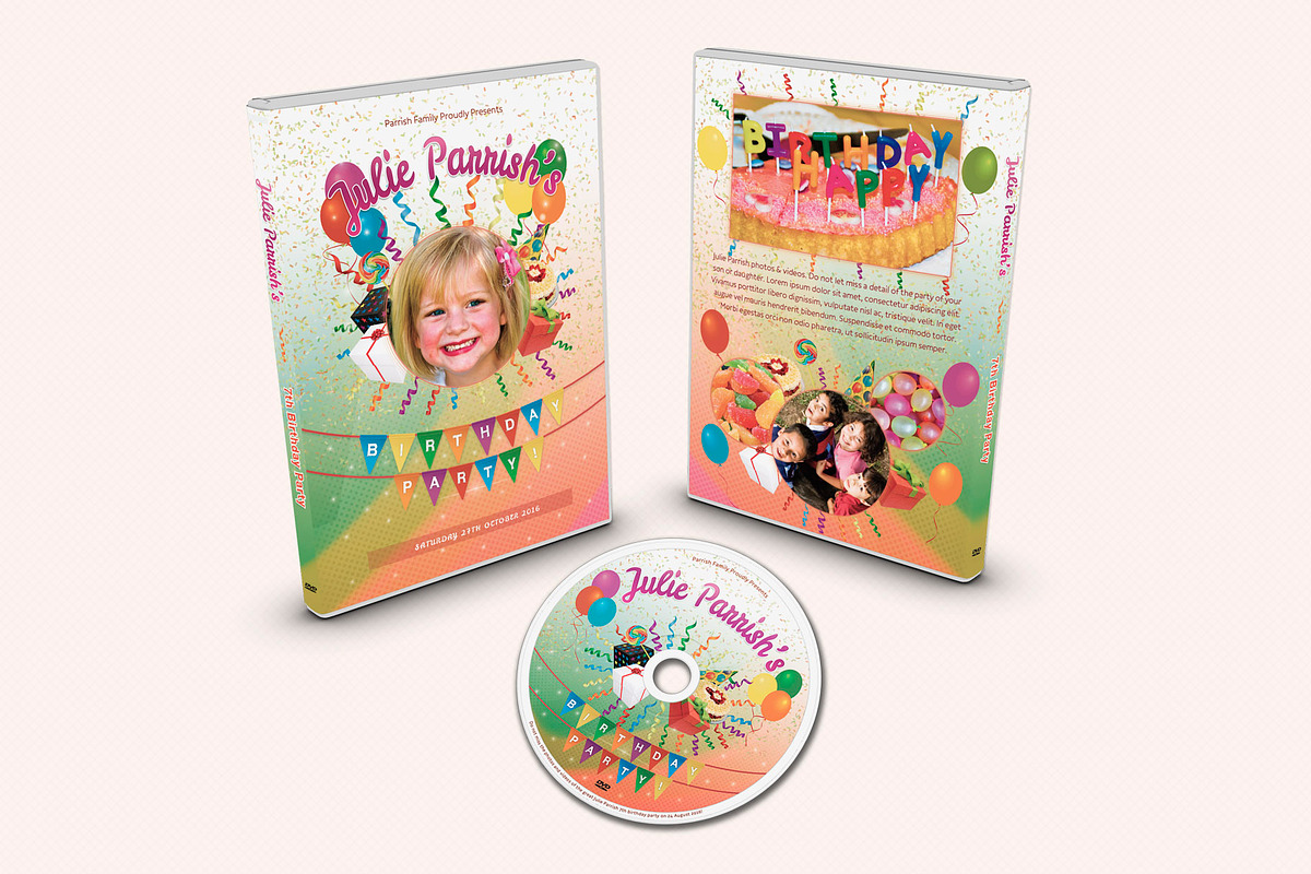Kids Birthday Party DVD Covers Vol01, a Stationery Template by Sargatal (Photo 4 of 6)