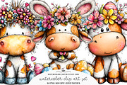 Watercolor Easter Funny Cow Clipart, an Illustration by GatewayDesign (Thumbnail 2 of 4)