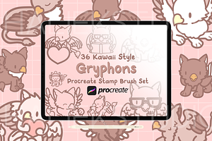 Gryphons Procreate Stamp Brush Set