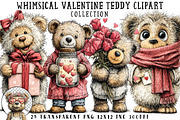 Valentines Teddy Bear Clipart, an Illustration by OK Design (Thumbnail 1 of 6)