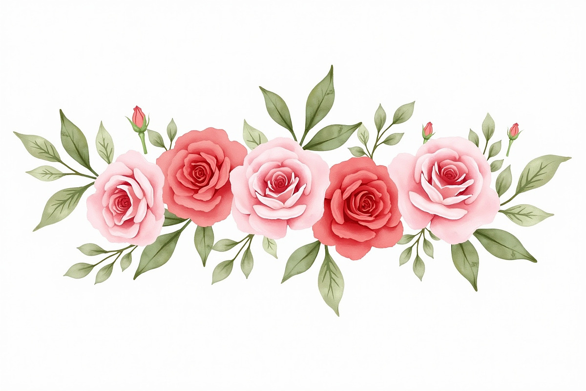 Vintage Rose Watercolor Set, an Illustration by Creativeshirt (Photo 2 of 11)