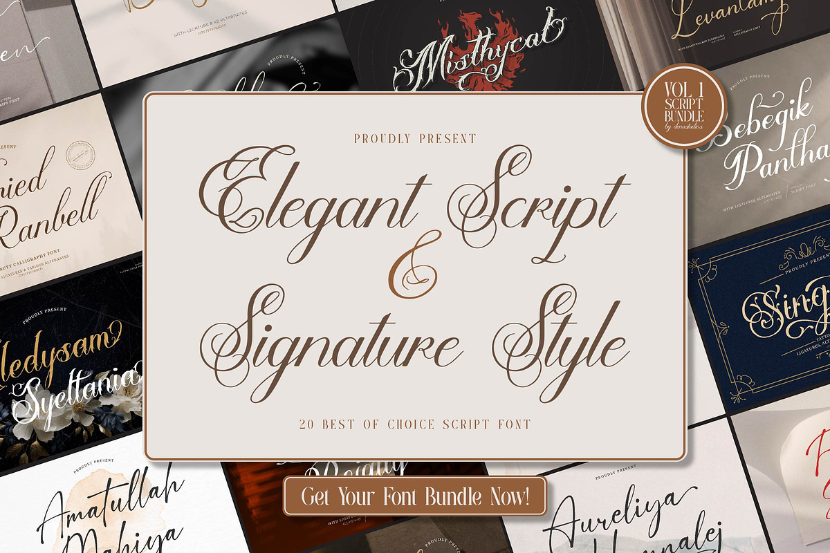 90% OFF! Elegant Script Font Bundle, a Script Font by Denustudios (Photo 1 of 10)