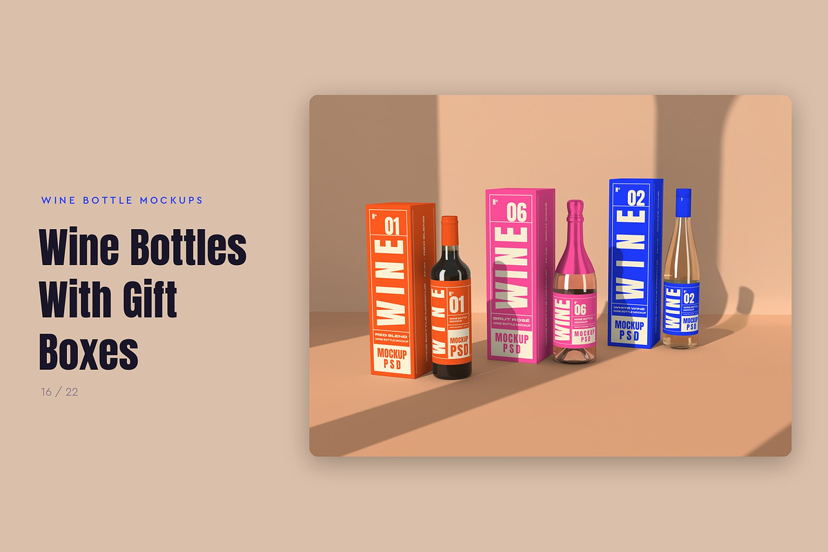 Wine Bottle Mockup Pack, a Cups & Container Mockup by Motion-Box (Photo 17 of 24)